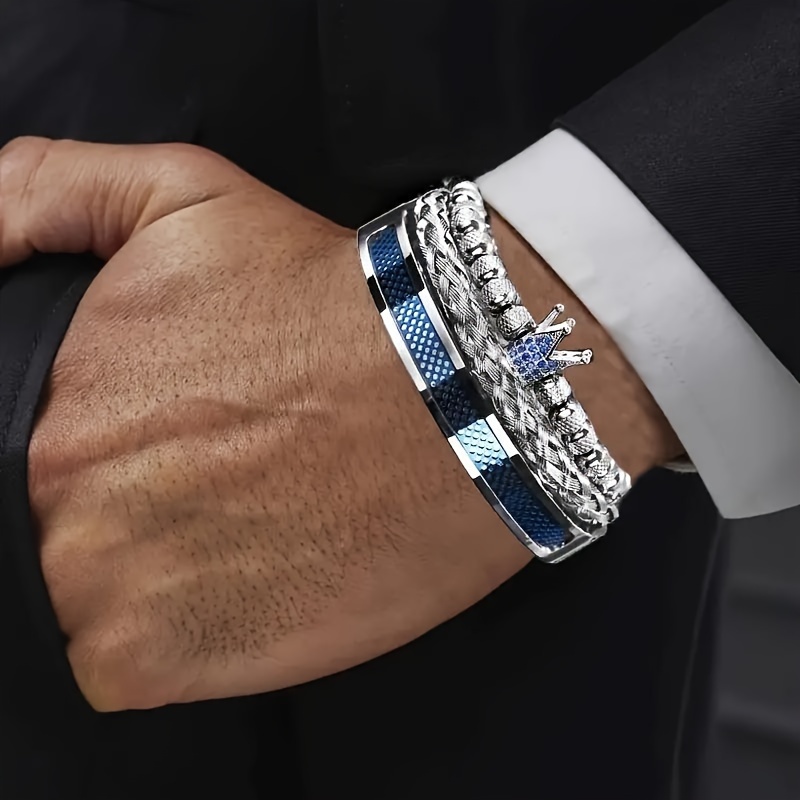 Men Crown Bracelets Contrast Colour Bangles